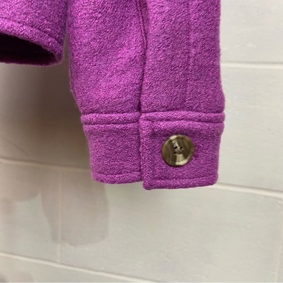Joie Button Up Boiled Wool Jacket Shacket SMALL Purple Classic Pockets Casual - Picture 4 of 6